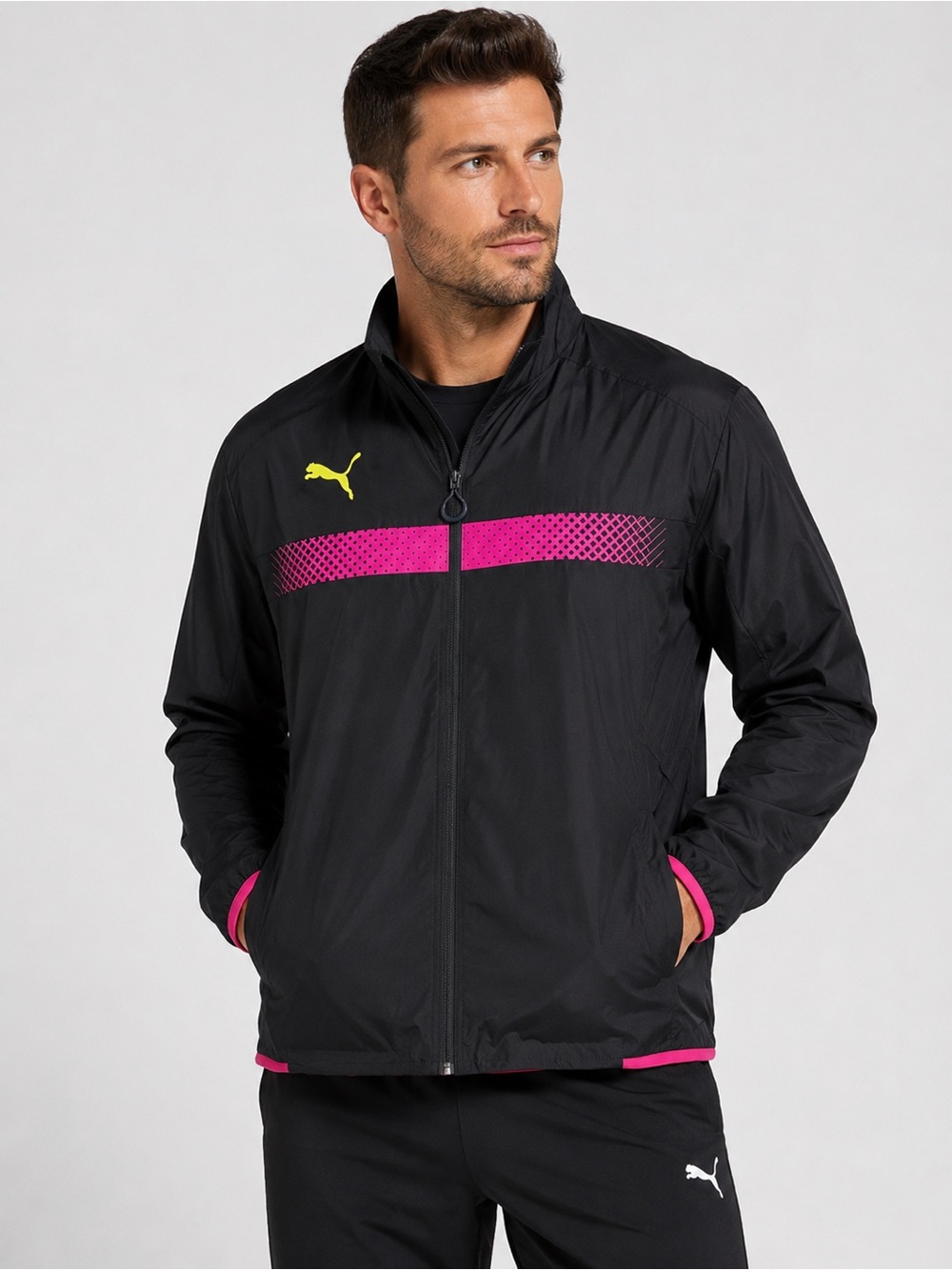 Puma Men’s XXL Black/Pink Evo Training Track Full Zip Jacket NWT Activewear